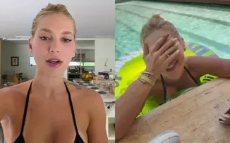 DE BIQUINI, VIRGINIA FONSECA CURTE PISCINA APÓS FESTA