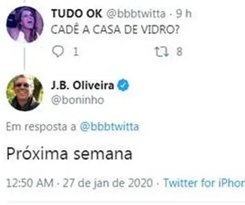 'BBB 20': CASA DE VIDRO COMEÇARÁ NA PRÓXIMA SEMANA, REVELA BONINHO