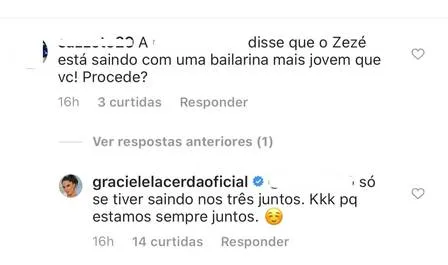GRACIELE IRONIZA BOATO DE TRAIÇÃO DE ZEZÉ COM BAILARINA