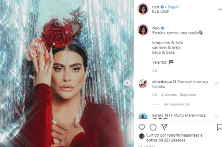 CLEO FALA SOBRE DESINIBIÇÃO NO CARNAVAL: "PODERIA SER ASSIM O ANO INTEIRO"