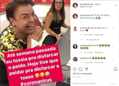 DAVID BRAZIL OMITE TOSSE SOLTANDO PUM: 'ANTES TOSSIA PARA DISFARÇAR PEIDO’