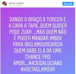EX DE GLAMOUR GARCIA FAZ APELO NA WEB PARA REATAR NAMORO