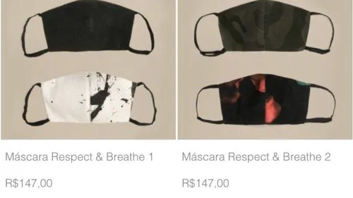 MARCA DE MODA VENDE MÁSCARAS A R$147,00 REAIS E WEB REPROVA