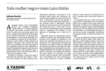 ROMANCE CONTA A HISTÓRIA DE LUIZA MAHIN, QUE LUTOU PELA LIBERTAÇÃO DOS ESCRAVOS E CONTRA A ESCRAVIDÃO DA MULHER