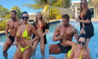 SCHEILA CARVALHO CAI EM PISCINA DURANTE DANÇA COM SOBRINHO: ‘DIGNIDADE AFOGANDO’