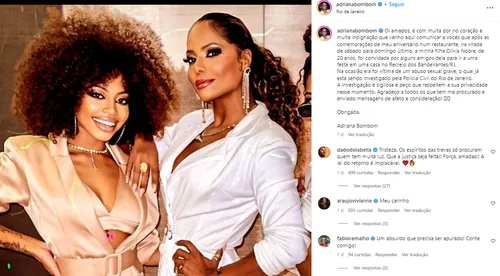 ADRIANA BOMBOM E DUDU NOBRE DENUNCIAM ABUSO SEXUAL SOFRIDO PELA FILHA EM FESTA NO RIO