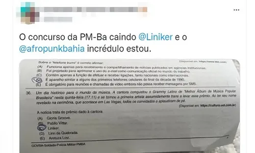 ARTISTA TRANSGÊNERO APARECE EM CONCURSO DA PM-BA; VEJA