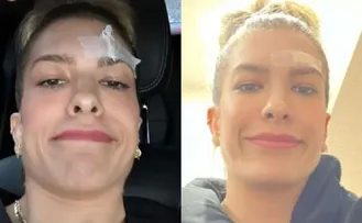 ESPOSA DE LÉO SANTANA BATE CABEÇA NA PORTA DO CARRO E TEM FORTE SANGRAMENTO