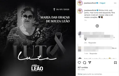 MORRE IRMÃ DE JOÃO LEÃO: 'NUNCA MAIS SERÁ ESQUECIDA'