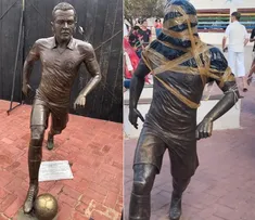 ESTÁTUA EM HOMENAGEM A DANIEL ALVES É VANDALIZADA NA EM JUAZEIRO