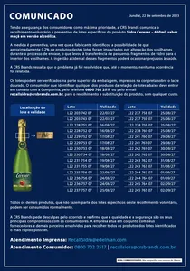 ANVISA DETERMINA RECOLHIMENTO DE 28 LOTES DA SIDRA CERESER; ENTENDA