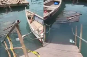 PONTE QUE LIGA PRAINHA DE SÃO JOAQUIM À FEIRA DESABA E PREOCUPA PESCADORES LOCAIS