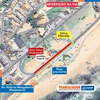 TRÂNSITO SERÁ PARCIALMENTE BLOQUEADO EM TRECHO NA AVENIDA OCTÁVIO MANGABEIRA