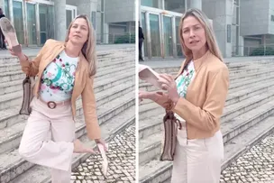 LUANA PIOVANI PROTESTA EM PORTUGAL APÓS  AUDIÊNCIA CONTRA PEDRO SCOOBY