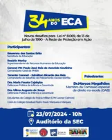 SEC PROMOVE PALESTRA PARA CELEBRAR 34 ANOS DO ESTATUTO DA CRIANÇA E DO ADOLESCENTE