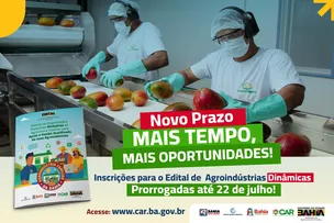 PRAZO PRORROGADO PARA EDITAL DE APOIO ÀS AGROINDÚSTRIAS DINÂMICAS NA BAHIA