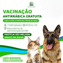 CAMPANHA DE VACINAÇÃO ANTIRRÁBICA ACONTECE NESTE SÁBADO, DIA 17, EM BUSCA VIDA