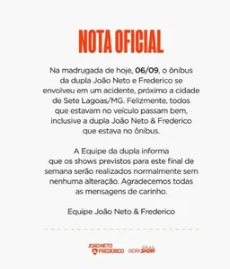 JOÃO NETO & FREDERICO PASSAM POR SUSTO EM ACIDENTE DE ÔNIBUS, MAS CONFIRMAM QUE ESTÃO BEM