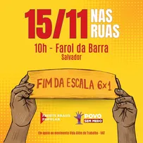 MOVIMENTOS SOCIAIS CONVOCAM ATO CONTRA A ESCALA 6X1