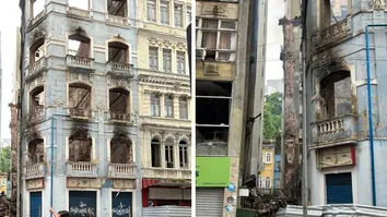 IMÓVEL NO COMÉRCIO TEM DESABAMENTO PARCIAL APÓS INCÊNDIO