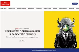 REVISTA 'THE ECONOMIST' ESTAMPA BOLSONARO EM SUA CAPA COM MANCHETE "O QUE O BRAZIL PODE ENSINAR AOS EUA"