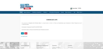 INSCRITOS NA NOTA PREMIADA BAHIA DEVEM ADERIR AO TERMO DE PROTEÇÃO DE DADOS PESSOAIS