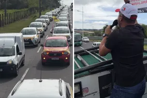 PROTESTO DE AUTOESCOLAS PROVOCA LENTIDÃO NA AVENIDA PARALELA NESTA QUINTA-FEIRA (23)