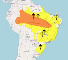 BAHIA TEM ALERTA LARANJA PARA CHUVAS INTENSAS E VENTOS FORTES NESTE SÁBADO (29)