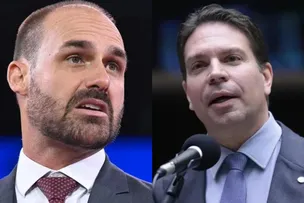 EDUARDO BOLSONARO E A RAMAGEM SÃO INFORMADOS DE QUE SEUS PASSAPORTES FORAM CANCELADOS