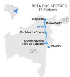 ROTA DOS SERTÕES: RODOVIA QUE LIGA BAHIA A PERNAMBUCO, COM QUASE 500 KM DE EXTENSÃO, VAI A LEILÃO NO DIA 28 DE MAIO