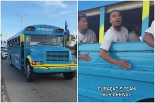 MENOR PAÍS DA HISTÓRIA A DISPUTAR UMA COPA DO MUNDO SURPREENDE AO CHEGAR EM ÔNIBUS SEM JANELAS faca em texto
